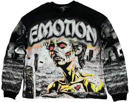 Mixed Emotion tombstone longsleeve t-shirt - SMALL / BLACK - T-SHIRT