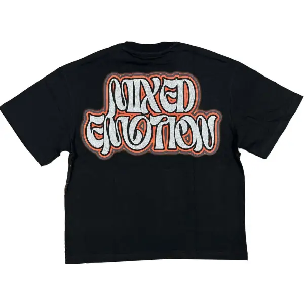 Mixed emotion twin rhinestone t-shirt - T-SHIRT