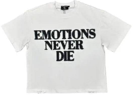 Mixed Emotion white end rhinestone t-shirt - T-SHIRT