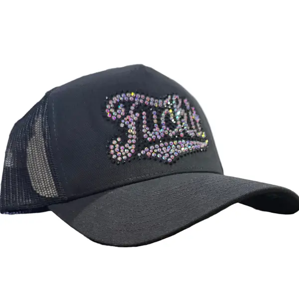 MV f it rhinestone trucker hat - OSFA / BLACK - HATS