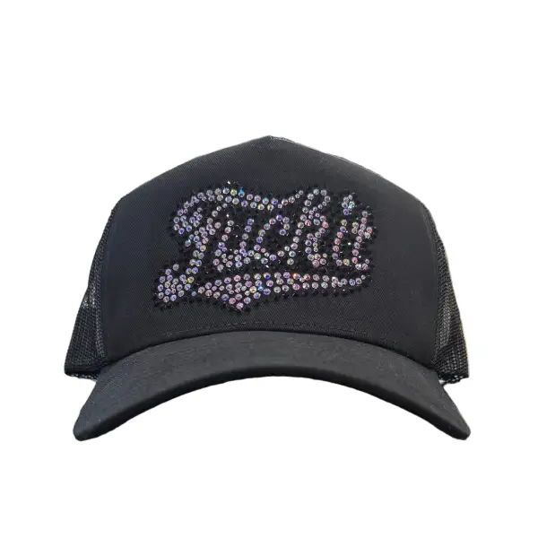 MV f it rhinestone trucker hat - OSFA / BLACK - HATS