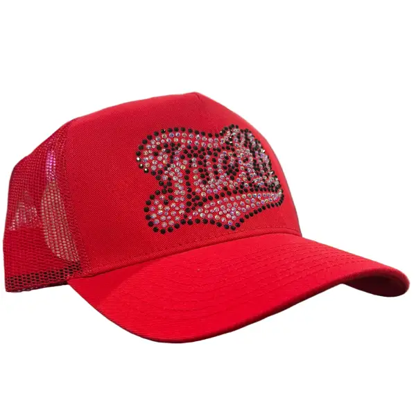 MV f it rhinestone trucker hat - OSFA / RED - HATS