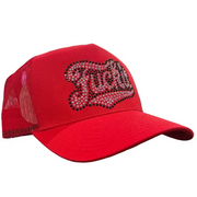 MV f it rhinestone trucker hat - OSFA / RED - HATS
