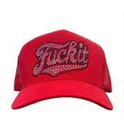 MV f it rhinestone trucker hat - OSFA / RED - HATS