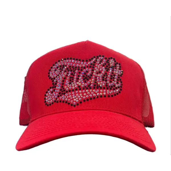 MV f it rhinestone trucker hat - OSFA / RED - HATS