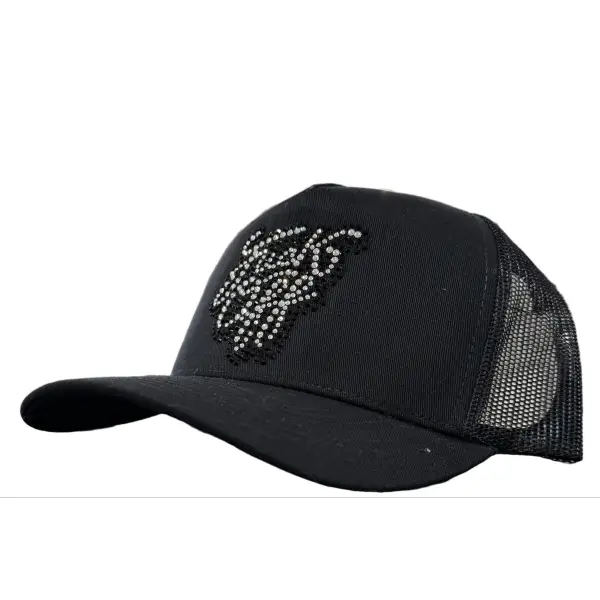MV f off rhinestone trucker hat - OSFA / BLACK - HATS