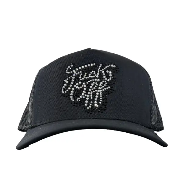 MV f off rhinestone trucker hat - OSFA / BLACK - HATS