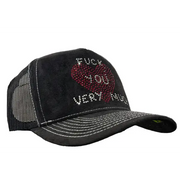 MV f you very much rhinestone trucker hat - OSFA / BLACK - HATS