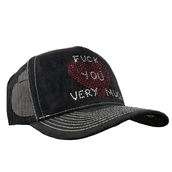 MV f you very much rhinestone trucker hat - OSFA / BLACK - HATS