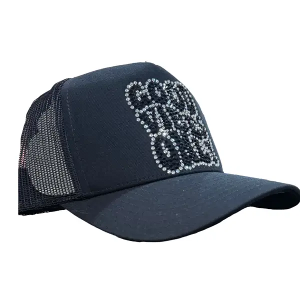 MV good vibes only rhinestone trucker hat - OSFA / BLACK - HATS