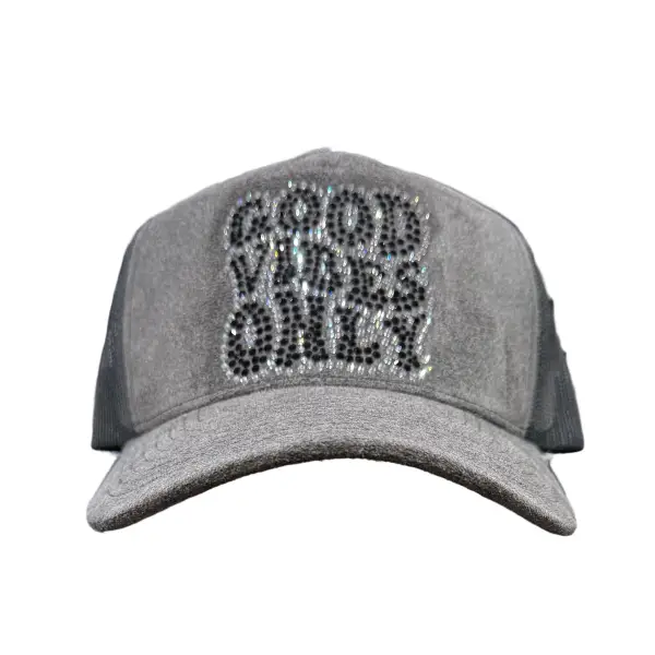 MV good vibes only rhinestone trucker hat - OSFA / DK.GRAY - HATS