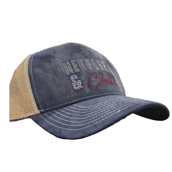 MV netflix and chill rhinestone trucker hat - OSFA / NAVY - HATS