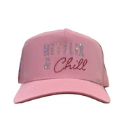 MV netflix and chill rhinestone trucker hat - OSFA / PINK - HATS
