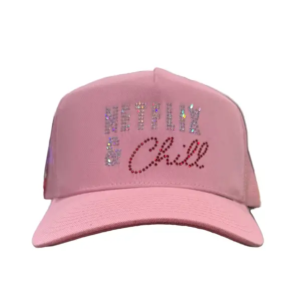 MV netflix and chill rhinestone trucker hat - OSFA / PINK - HATS