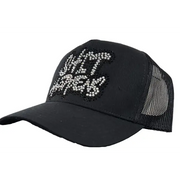 MV s happens rhinestone trucker hat - OSFA / BLACK - HATS