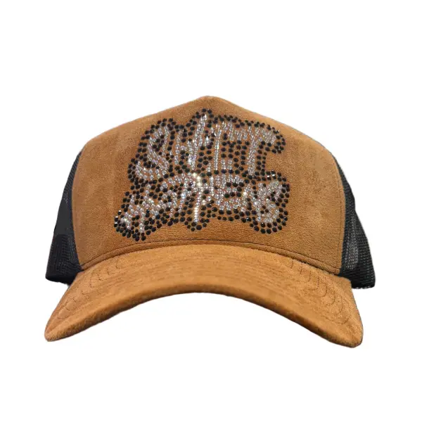 MV s happens rhinestone trucker hat - OSFA / BROWN - HATS
