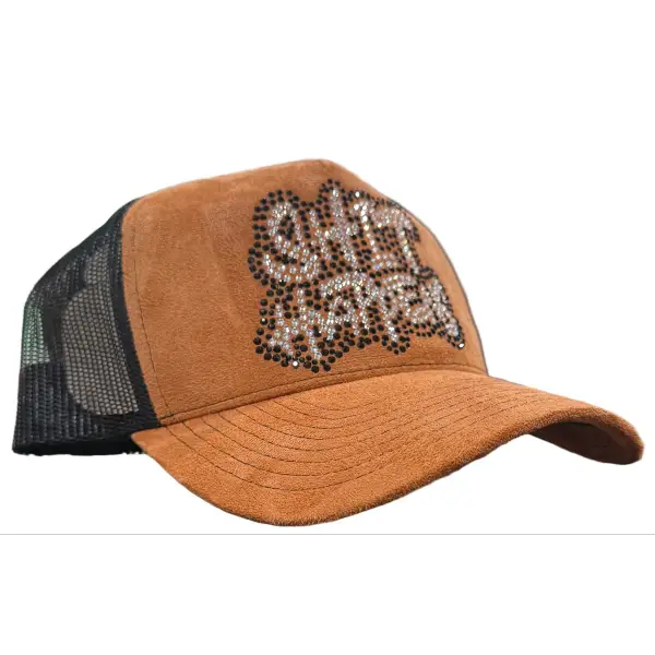 MV s happens rhinestone trucker hat - OSFA / BROWN - HATS