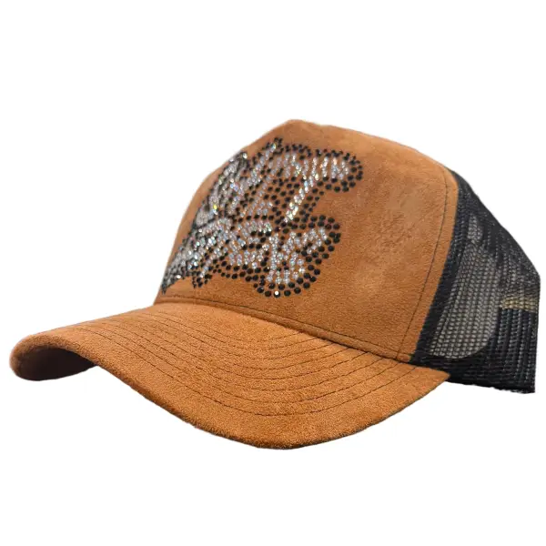 MV s happens rhinestone trucker hat - OSFA / BROWN - HATS