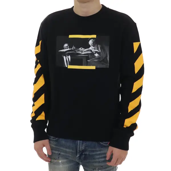 Off-White Men's Black Carav Painting Crewneck Sweatshirt - ECtrendsetters