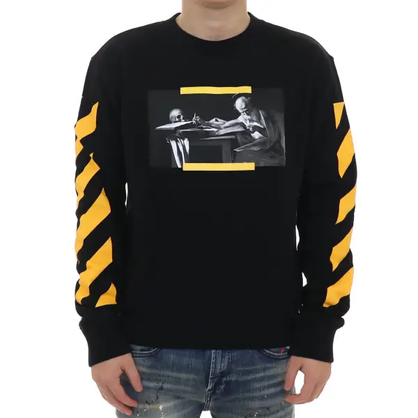 Off-White Men's Black Carav Painting Crewneck Sweatshirt - ECtrendsetters