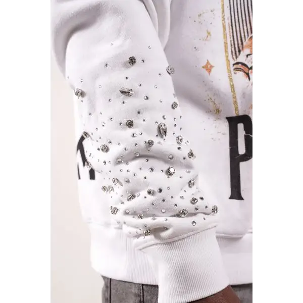 Paper money fallen angels rhinestone hoodie - HOODIE