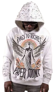 Paper money fallen angels rhinestone hoodie - 3XL / WHITE - HOODIE