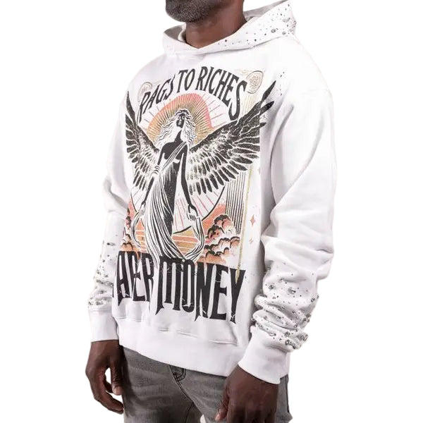 Paper money fallen angels rhinestone hoodie - HOODIE