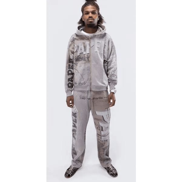Paper Money news paper sweatpants by TODAYS TREND