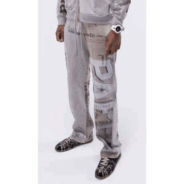 Paper Money news paper sweatpants by TODAYS TREND