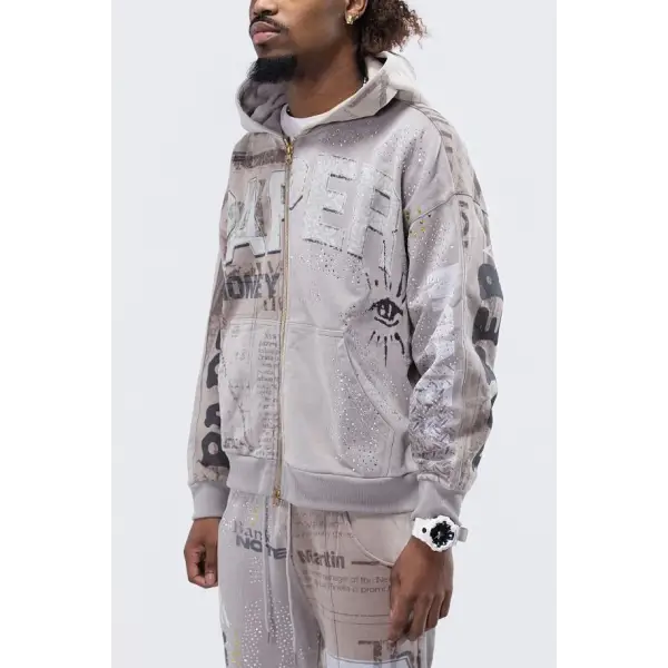 Paper Money news paper zip up hoodie - HOODIE