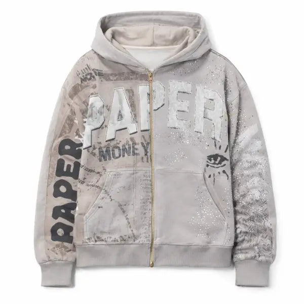 Paper Money news paper zip up hoodie - HOODIE