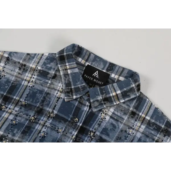 Paper money rhinestone flannel - SHIRT L/S