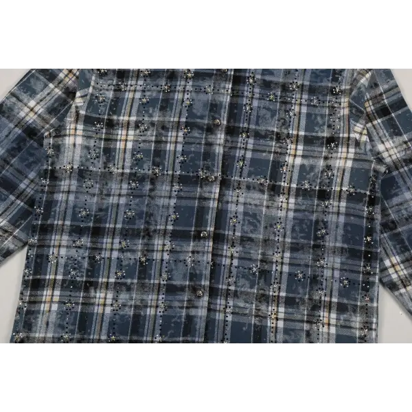 Paper money rhinestone flannel - SHIRT L/S