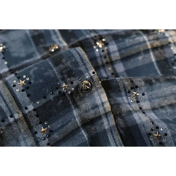 Paper money rhinestone flannel - SHIRT L/S