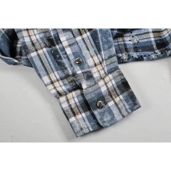 Paper money rhinestone flannel - SHIRT L/S