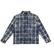 Paper money rhinestone flannel - SMALL / BLUE - SHIRT L/S