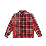 Paper money rhinestone flannel - SMALL / RED - SHIRT L/S