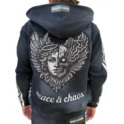 Peace and chaos fire and ice track fleece hoodie - HOODIE