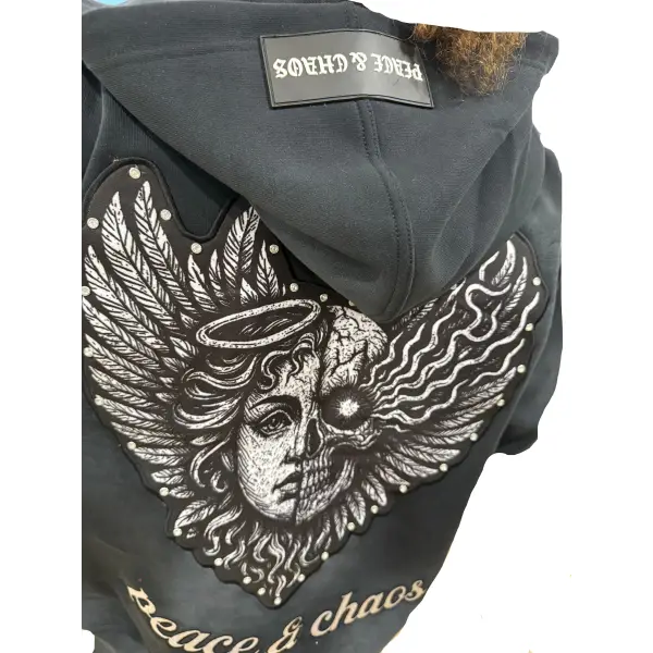 Peace and chaos fire and ice track fleece hoodie - HOODIE