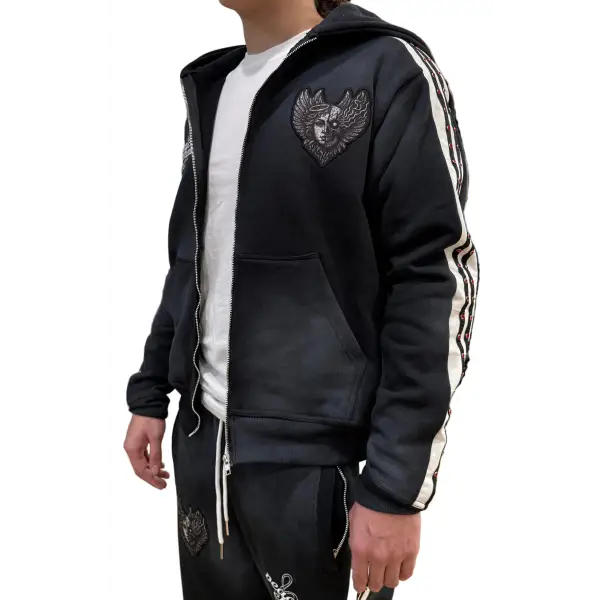 Peace and chaos fire and ice track fleece hoodie - HOODIE