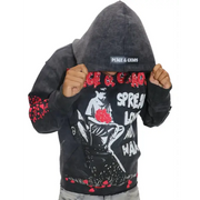 Peace and chaos spread love not war hoodie - SMALL / DK.GRAY - HOODIE