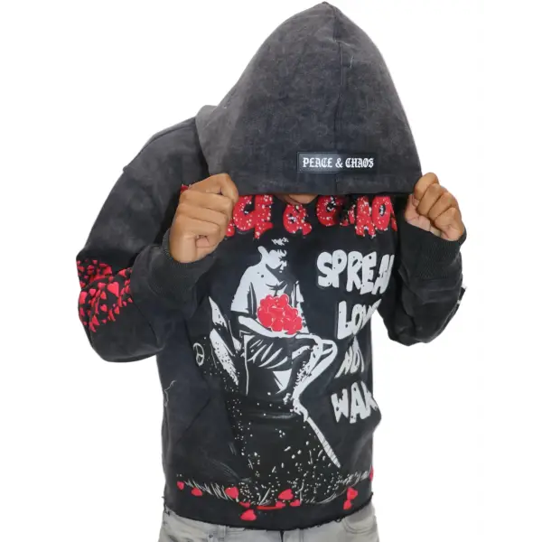Peace and chaos spread love not war hoodie - SMALL / DK.GRAY - HOODIE