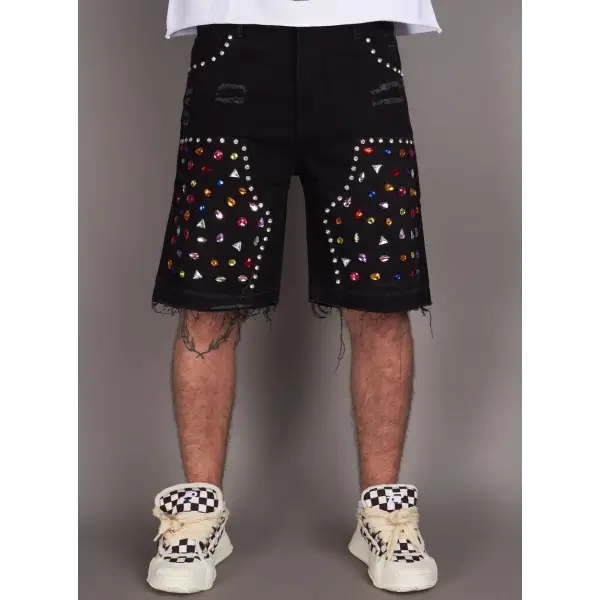 Politics big embellished denim short - SHORTS