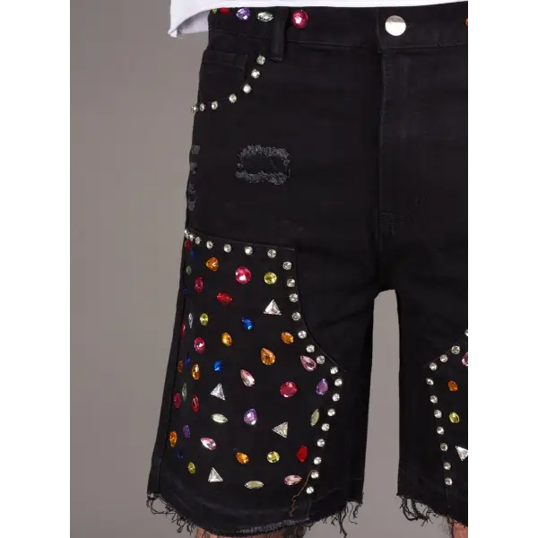 Politics big embellished denim short - SHORTS