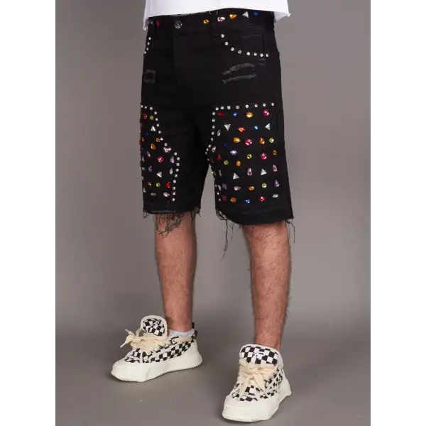 Politics big embellished denim short - SHORTS