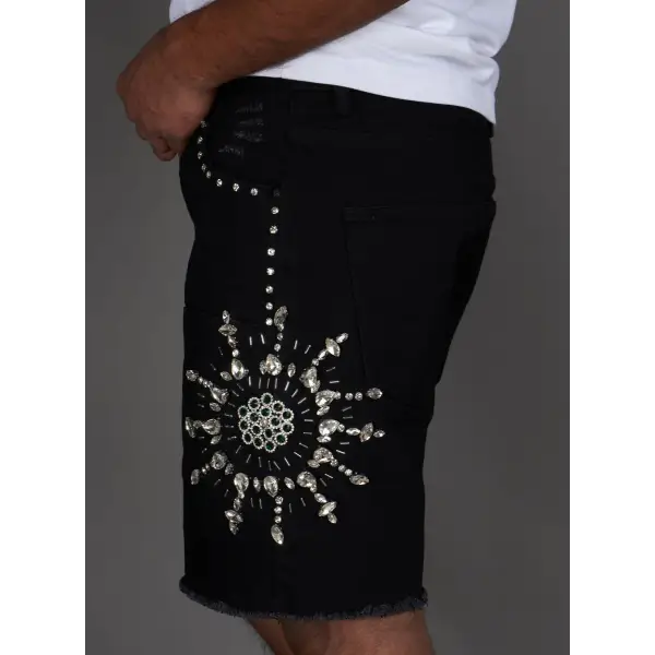 Politics embellished denim short - SHORTS