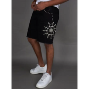 Politics embellished denim short - SHORTS