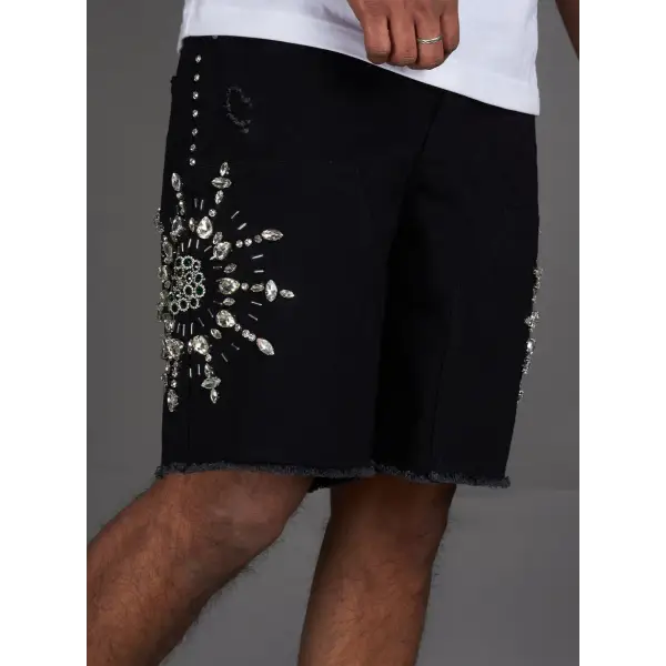 Politics embellished denim short - SHORTS