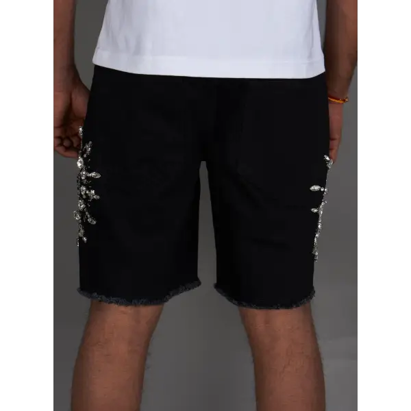 Politics embellished denim short - SHORTS