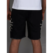 Politics embellished denim short - SHORTS